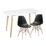 KIT - Mesa de jantar retangular Eames 60 x 120 cm branco + 2 cadeiras Eiffel DSW Preto - 1