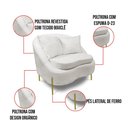 Ver imagem 3 de Poltrona Decorativa Orgânica Pé de Metal Dourado Zaya Bouclê Off White C05 - D’Rossi