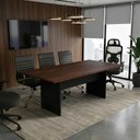 Ver imagem 1 de Mesa de Reunião Retangular Executiva 8 Lugares 200cm Louro Preto com Preto F5 Office