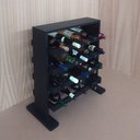 Ver imagem 2 de Adega Decorativa Piso Prateleira Para Vinhos E Bebidas 20 Garrafas Preto Laca