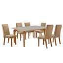 Ver imagem 1 de Mesa de Jantar Liz 180cm Tampo Mdf Vidro Canto Copo com 6 Cadeiras Lira