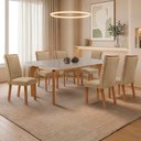 Ver imagem 2 de Mesa de Jantar Liz 180cm Tampo Mdf Vidro Canto Copo com 6 Cadeiras Lira