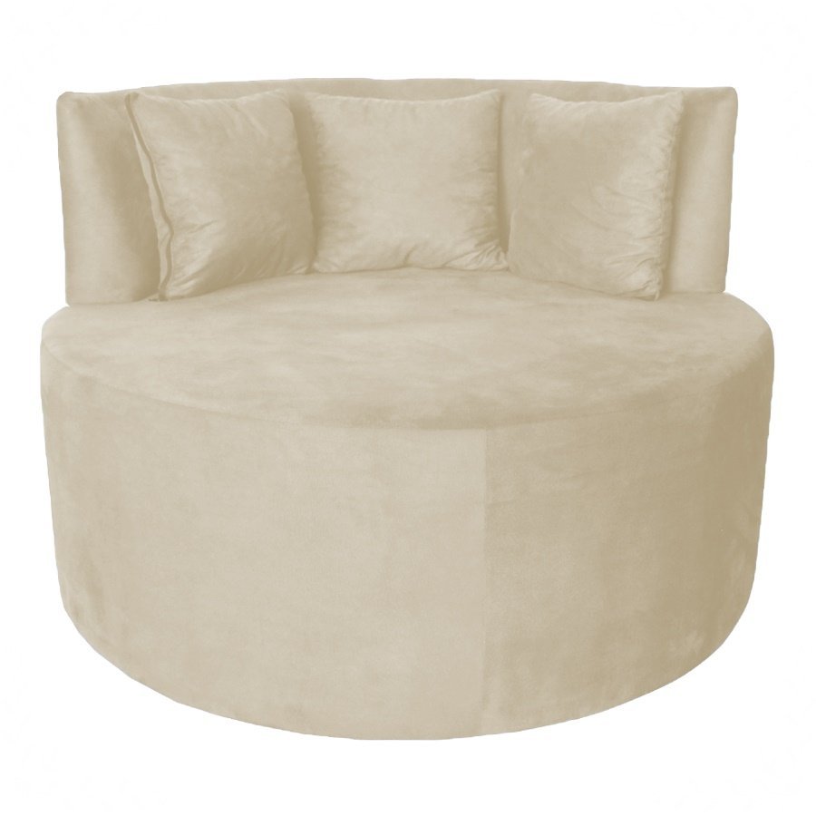 Sofá Puff Chaise Redondo Barcelona Suede Porcelana Dimazza Móveis