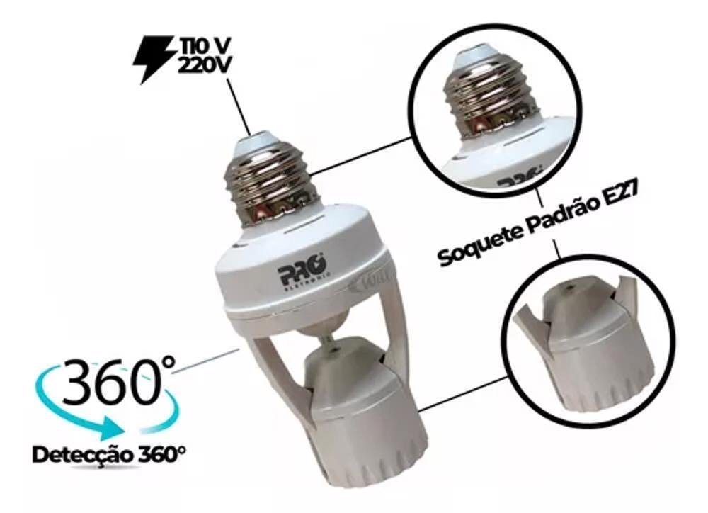 Sensor de Presença Soquete E27 360° Pqsss-0360 Proeletronic - 4