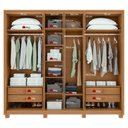 Ver imagem 4 de Guarda Roupa Casal 100% Mdf 6 Portas Easy Move 2,40 com Pés Amendoa Clean/off White