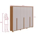 Ver imagem 3 de Guarda Roupa Casal 100% Mdf 6 Portas Easy Move 2,40 com Pés Amendoa Clean/off White