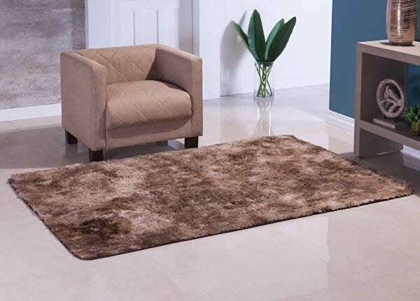 Tapete Onix 2,40 x 2,00 Peludo Felpudo Quarto Sala Grande - Marrom - 2