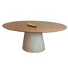 Mesa de Jantar Cone Oval 180x100 Cm Base Cimento Concreto Tampo Freijó - 1