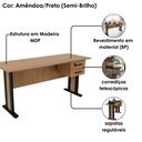 Ver imagem 6 de Mesa de Escritorio 2 Gavetas Armario Multiuso 2 Portas com Chave Amendoa Preto Tecno Mobili