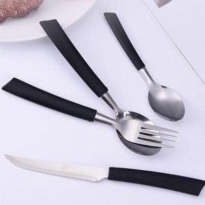 Conjunto Faqueiro 24 Peças Jogo Talheres de Mesa Jantar Garfos Facas New Caprese Preto Fratelli