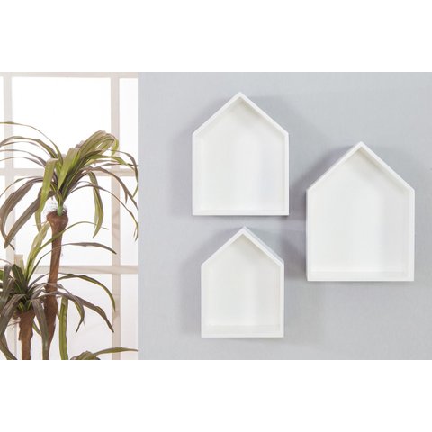 Trio de Nichos Prateleiras Casinha Mdf Branco