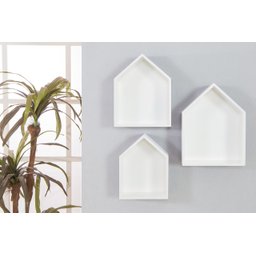 Trio de Nichos Prateleiras Casinha Mdf Branco - 1