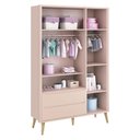 Ver imagem 3 de Quarto de Bebê Theo 3 Portas Cômoda Gaveteiro Rosa com Pés Madeira Natural – Reller