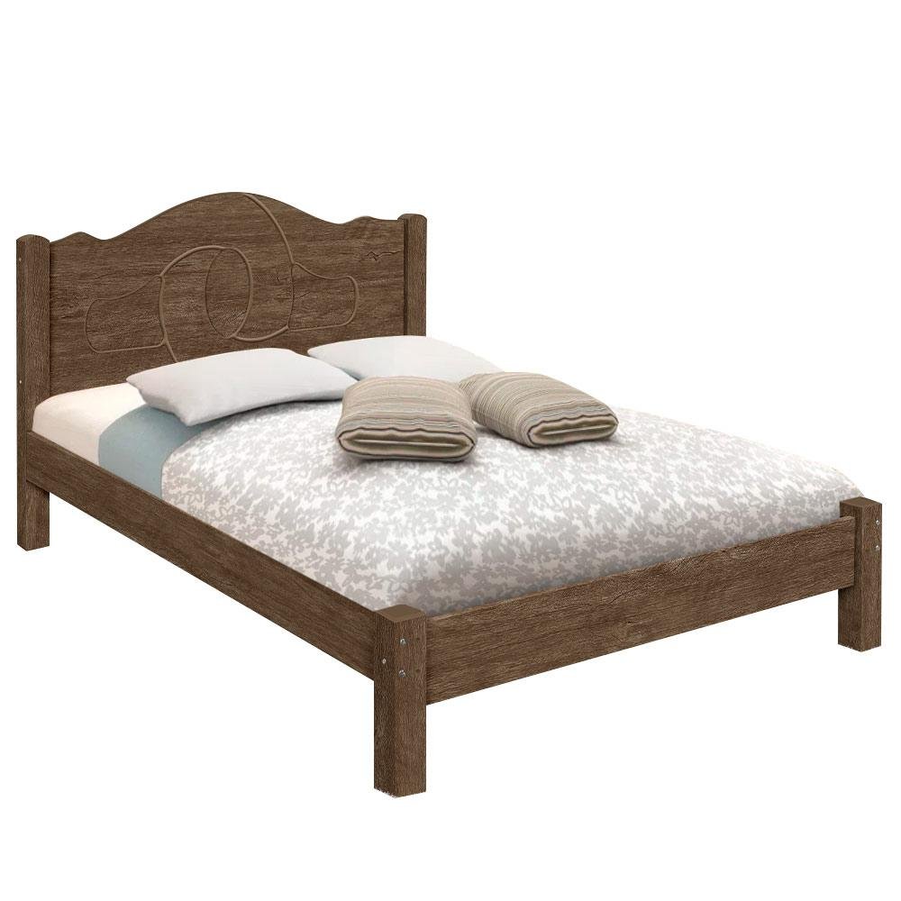 Cama Casal Com Estrado Em MDF Mocaccino Carmolar - 2