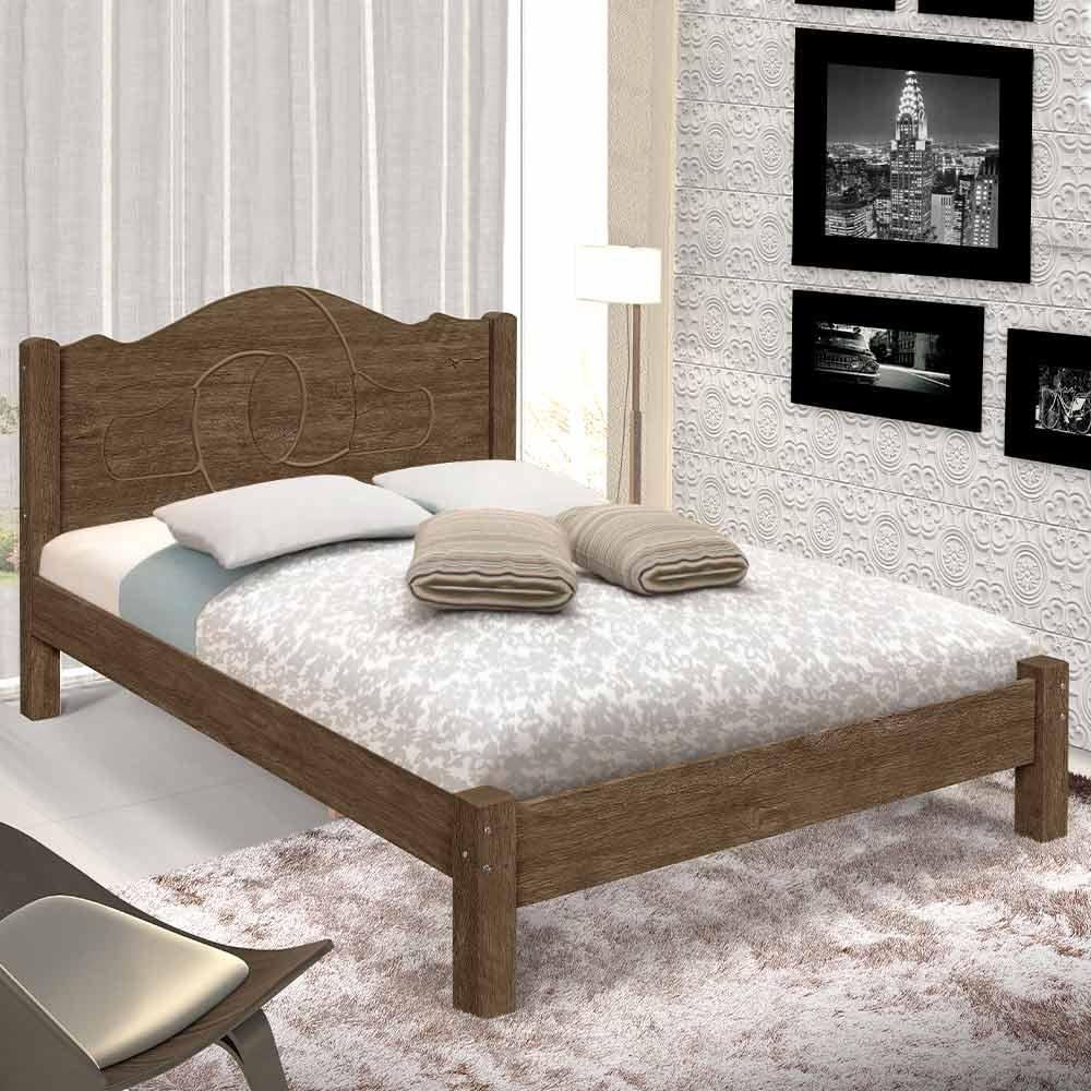 Cama Casal Com Estrado Em MDF Mocaccino Carmolar - 1