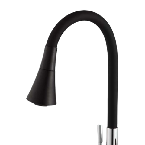 Torneira Gourmet Preta Flexivel Silicone C/ Ajuste de Jato Sn18 Snel Metais