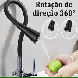 Torneira Gourmet Preta Flexivel Silicone C/ Ajuste de Jato Sn18 Snel Metais - 6