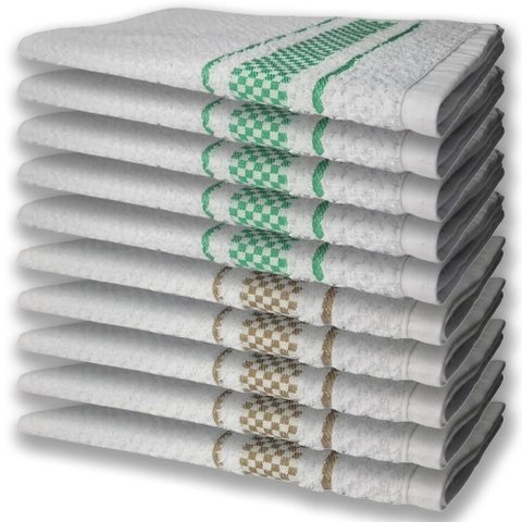 10 Panos de Prato Atoalhado Felpudo Premium 5 Verde 5 Marrom