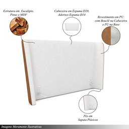 Cabeceira Design para Cama King Torres Pés em Madeira Pu/bouclê Caramelo/off White G91 - Gran Belo - 3