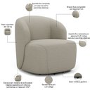 Ver imagem 6 de Sofá 3 Lugares 205cm com Poltrona Giratória Orgânica Heidy F04 Linho Bege - Lyam Decor