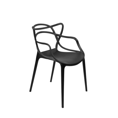 Kit 4 Cadeiras Alegra Polipropileno Mesa Jantar Cozinha Varanda Jardim Piscina Escritório - Preto
