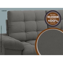 Sofá Confort 1,80M Assento Retrátil e Reclinável Velosuede Cinza - Netsofás - 7