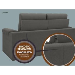 Sofá Confort 1,80M Assento Retrátil e Reclinável Velosuede Cinza - Netsofás - 6