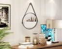 Ver imagem 2 de Espelho Redondo Decorativo 50cm Suspenso com Alça de Couro