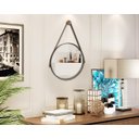 Ver imagem 2 de Espelho Redondo Decorativo 50cm Suspenso com Alça de Couro