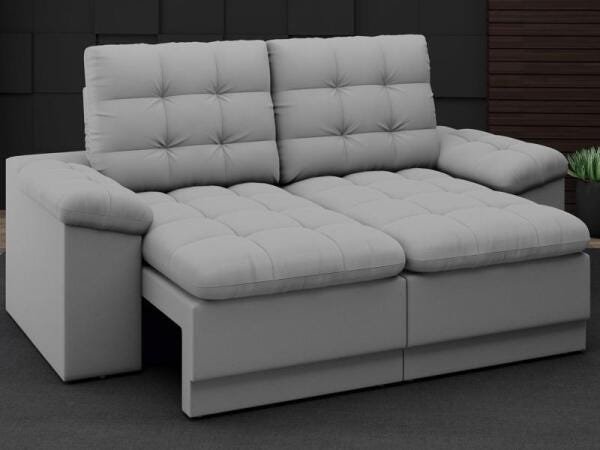 Sofá Confort 1,80M Assento Retrátil e Reclinável Velosuede Grafite - Netsofás