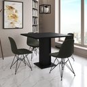 Ver imagem 1 de Mesa Jantar Londres Quadrada Preta 90cm 4 Cadeiras Estofadas Verde Eames Ferro Preto