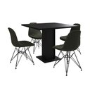 Ver imagem 6 de Mesa Jantar Londres Quadrada Preta 90cm 4 Cadeiras Estofadas Verde Eames Ferro Preto