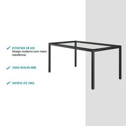 Conjunto Sala de Jantar Niteroi Preto Mesa e 6 Cadeiras Carraro - 4
