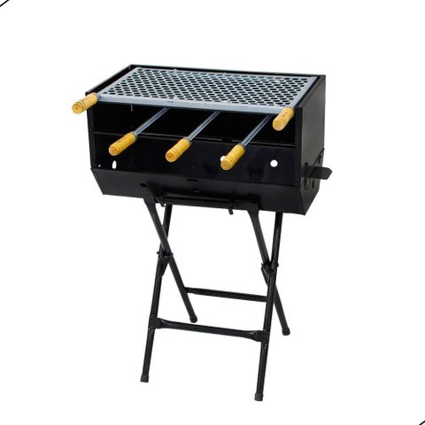 Churrasqueira com Suporte Grelha e 3 Espetos Preto