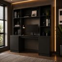Ver imagem 2 de Mesa de Pc/Home Office 2 Portas 5 Prateleiras Escrivaninha Smart Multimóveis MP6105 Preto