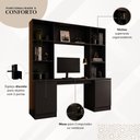 Ver imagem 3 de Mesa de Pc/Home Office 2 Portas 5 Prateleiras Escrivaninha Smart Multimóveis MP6105 Preto