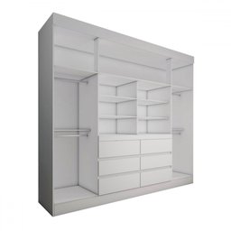 Guarda-roupa Casal Honey 4 Portas 6 Gavetas com Espelho Branco - Pm - 5