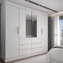 Ver imagem 1 de Guarda-roupa Casal Honey 4 Portas 6 Gavetas com Espelho - Panorama Móveis