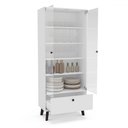 Ver imagem 3 de Cristaleira Londres 2 Portas 1 Gaveta com Vidro Branco - Politorno