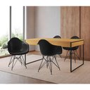 Ver imagem 1 de Mesa Jantar Industrial Canela 137X90Cm Com 4 Poltronas Pretas Base Ferro Pre Cor: Canela