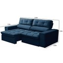 Ver imagem 4 de Sofá Retrátil Reclinável 3 Lugares 200cm Blanches F05 Veludo Azul - Mpozenato