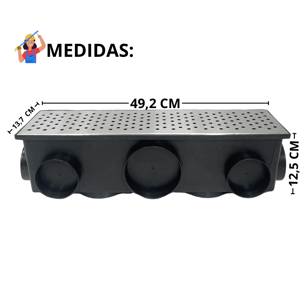 Ralo 15x50 Multi Saídas Grelha em Inox 304 Bolinha - 2