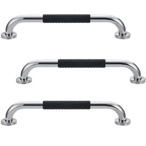 Barra de Apoio 30cm Inox Suporte Antiderrapante Casa Banheiro Box Kit 3 Unidades Idoso Cadeirante Ge