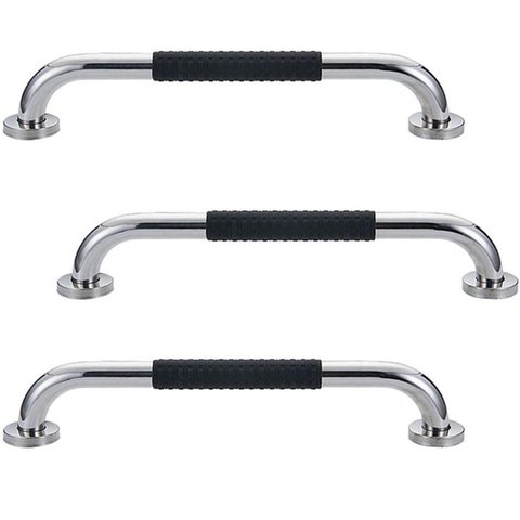 Barra de Apoio 30cm Inox Suporte Antiderrapante Casa Banheiro Box Kit 3 Unidades Idoso Cadeirante Ge