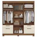 Ver imagem 3 de Guarda-roupa Casal Marilena 6 Portas 9 Gavetas Jatoba/areia com Espelho - Pnr Móveis