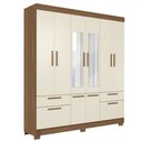 Ver imagem 2 de Guarda-roupa Casal Marilena 6 Portas 9 Gavetas Jatoba/areia com Espelho - Pnr Móveis