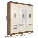 Ver imagem 4 de Guarda-roupa Casal Marilena 6 Portas 9 Gavetas Jatoba/areia com Espelho - Pnr Móveis