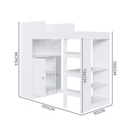 Cama com Escrivaninha e Colchão Solteiro Branco Sally Jm Móveis - 4