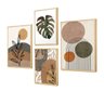 Kit 4 Quadros Decorativos Plantas Formas e Linhas Boho Moderno Sala e Cozinha - 1