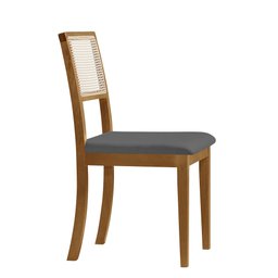 Cadeira de Jantar Luxo Estofada Linho Rubi Madeira:cinza - 4